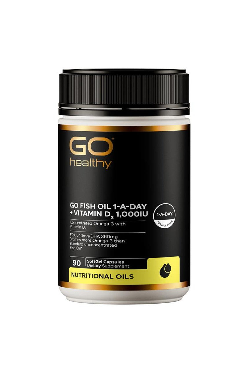 GO Healthy Fish Oil 1-A-Day + Vitamin D3 1,000IU 90 Capsules - Life Pharmacy St Lukes