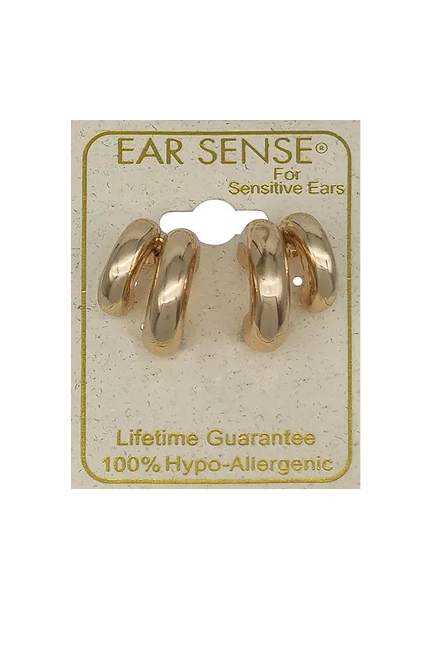 EarSense Gold Varied Double J Hoop Stud - Life Pharmacy St Lukes