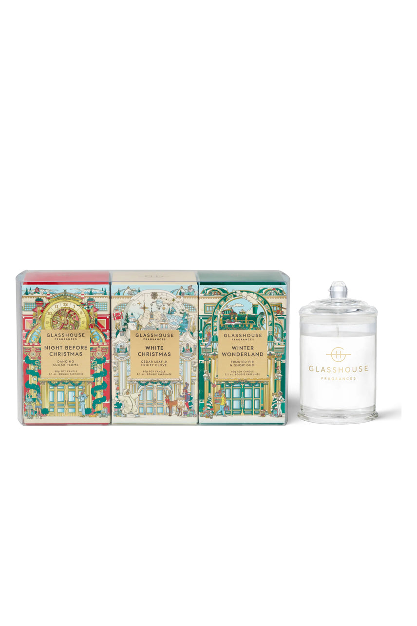 GLASSHOUSE FRAGRANCES Winter Wonderland Night Before Christmas White Christmas Candle Set - Life Pharmacy St Lukes