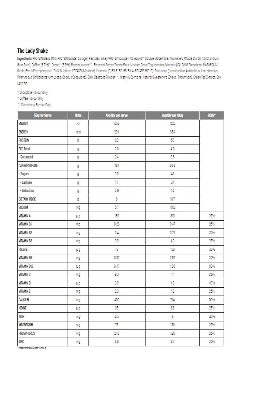 THE LADY SHAKE Vanilla 840g - Life Pharmacy St Lukes