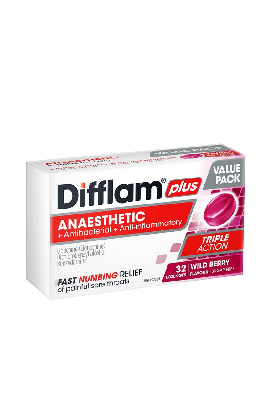 DIFFLAM Plus Lozenges Anesthetic Wild Berry 32s - Life Pharmacy St Lukes