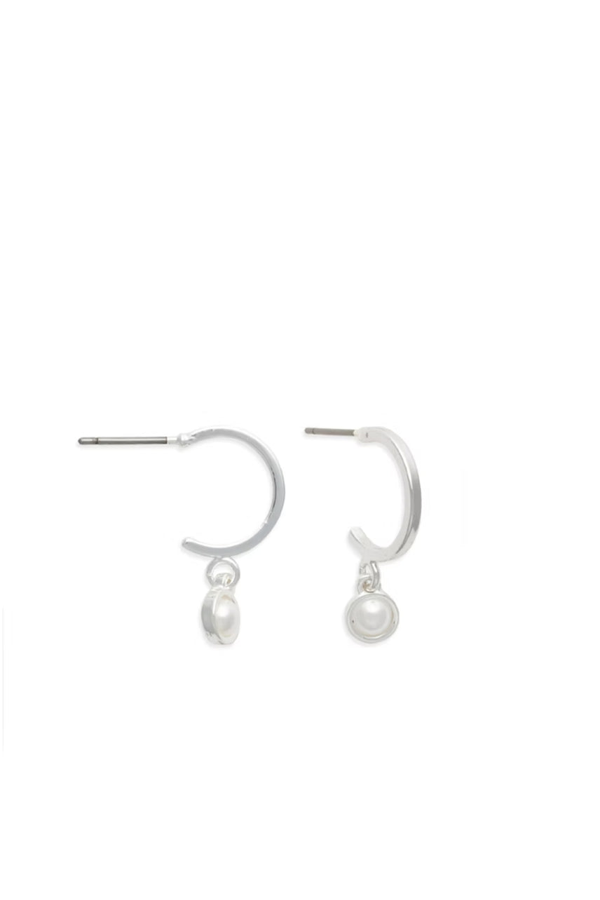 EarSense Hoop Pearl Drop Silver