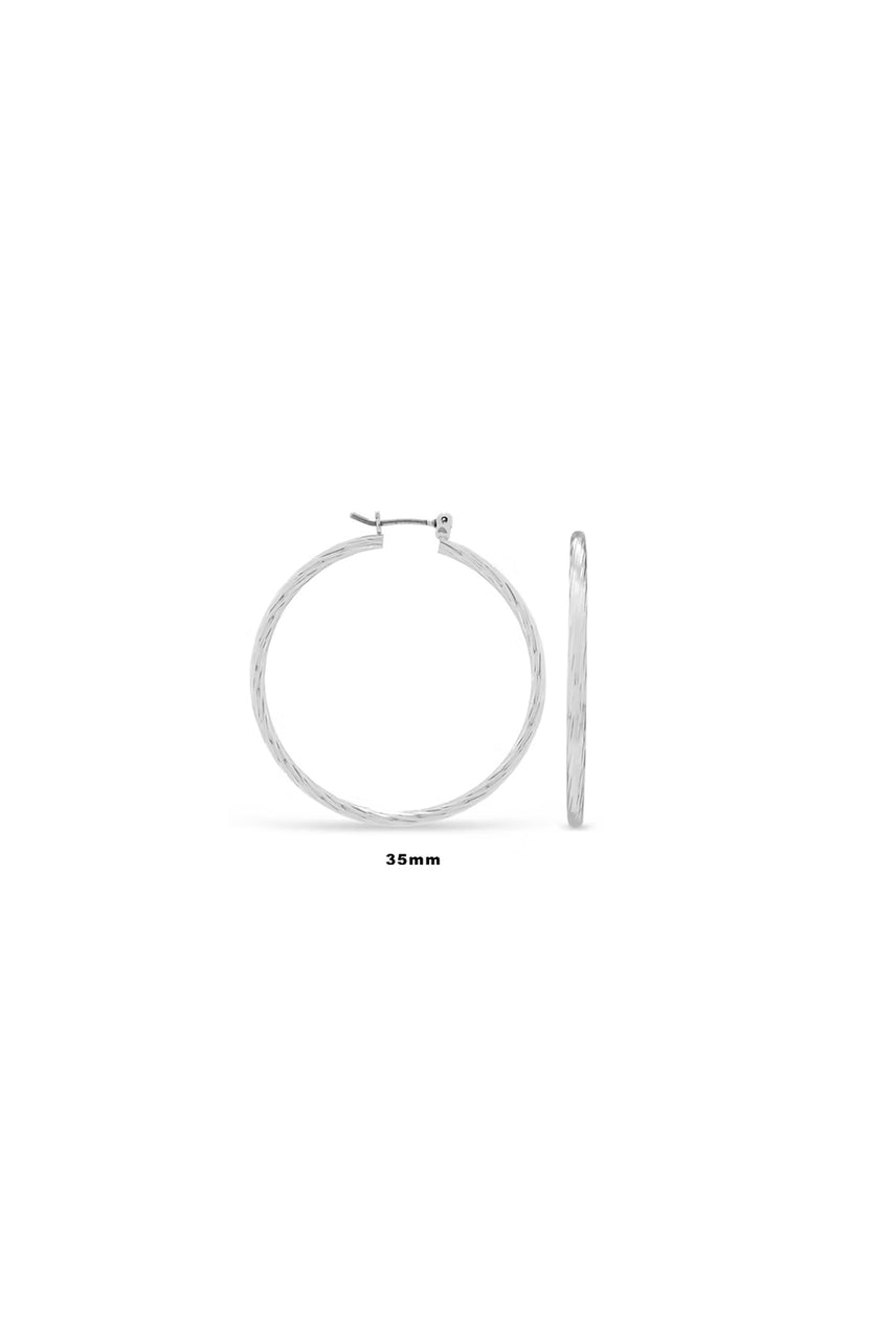 EarSense 35mm Silver Faceted Click Hoops - Life Pharmacy St Lukes