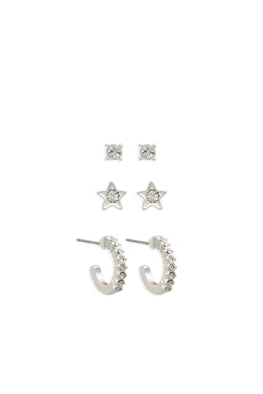 EarSense Silver Cubic Zirconia / Star / Crystal Hoop Trio - Life Pharmacy St Lukes
