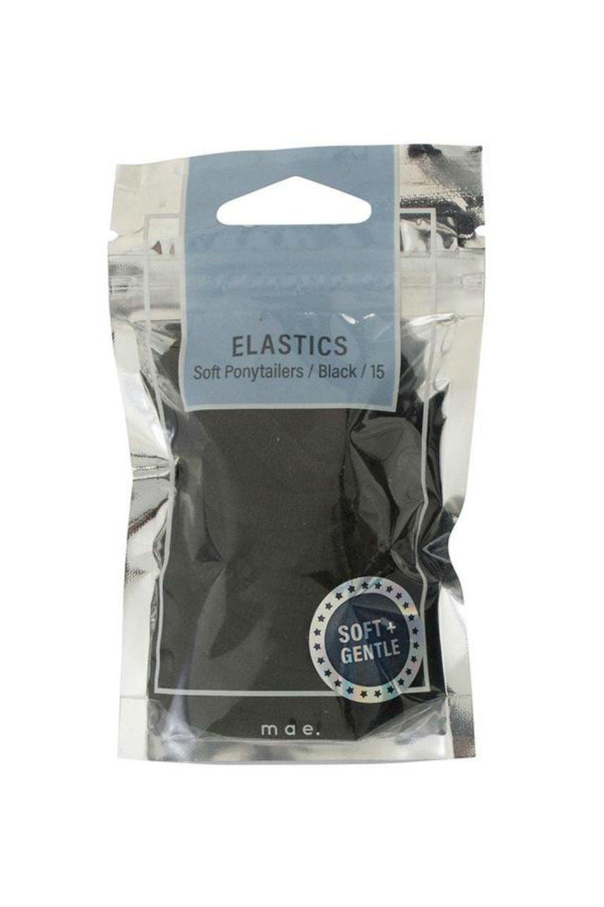 MAE 40-2207BK Elastic Ponytail Black 15pcs - Life Pharmacy St Lukes