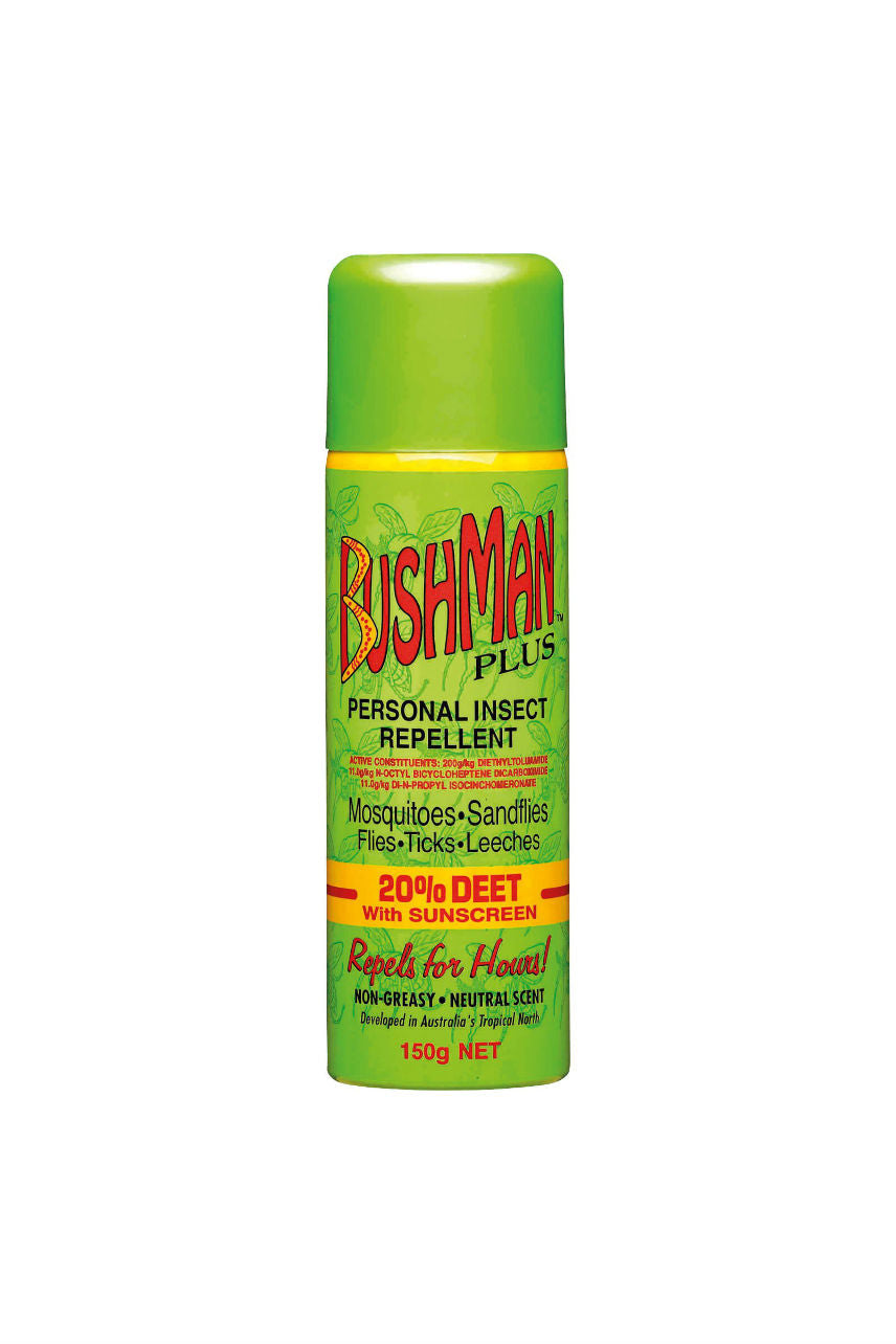 BUSHMAN Plus Aerosol 20% DEET + Sunscreen 150g - Life Pharmacy St Lukes