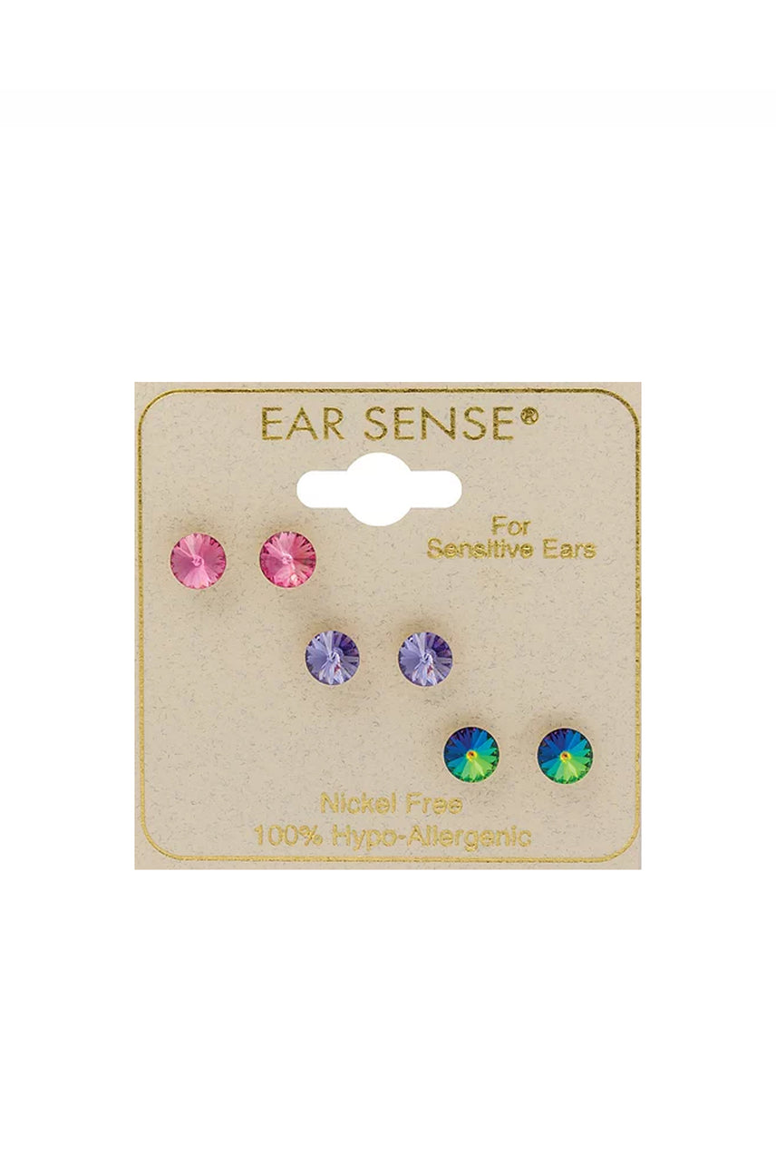 EarSense F6-2099 Rose/ Multi/ Amethyst Rivoli Trio Studs - Life Pharmacy St Lukes