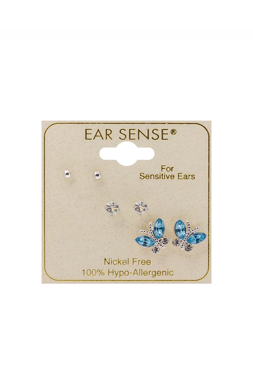 EarSense F8-4674 Silver Ball, Crystal & Butterfly Trio - Life Pharmacy St Lukes