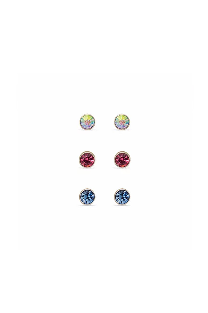 EarSense FC707-9 Crystal/ Pink/ Blue on Silver Stud Trio - Life Pharmacy St Lukes