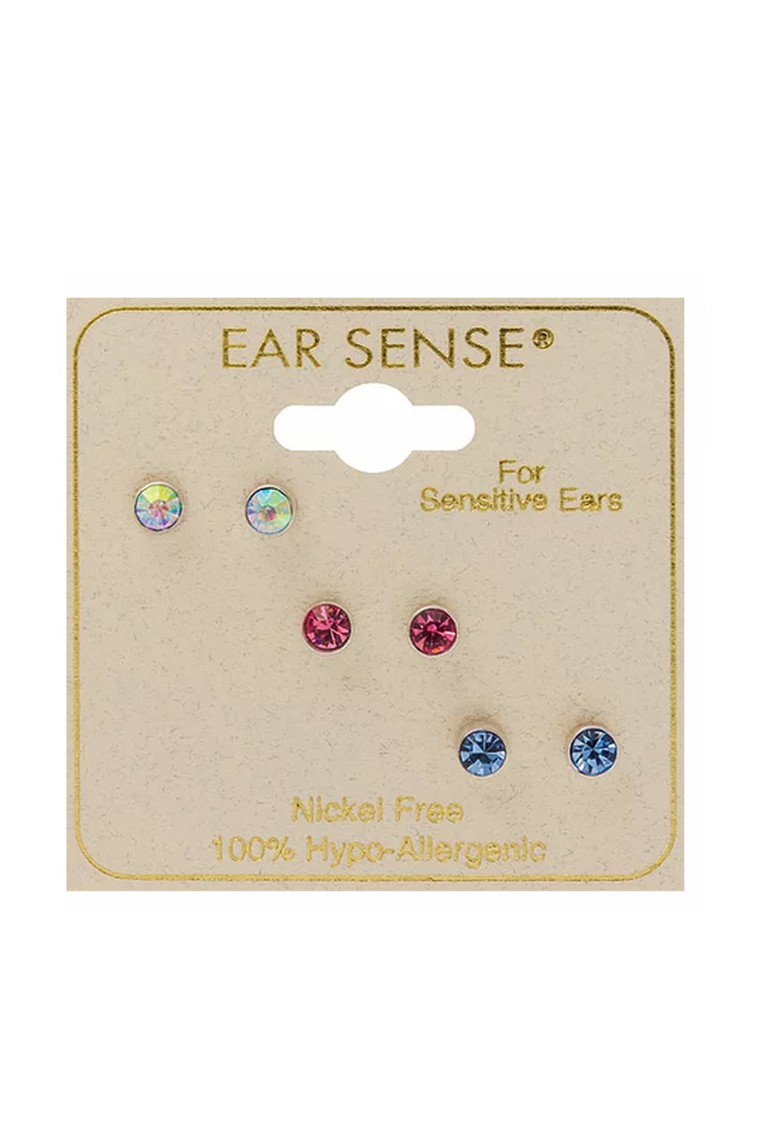 EarSense FC707-9 Crystal/ Pink/ Blue on Silver Stud Trio - Life Pharmacy St Lukes