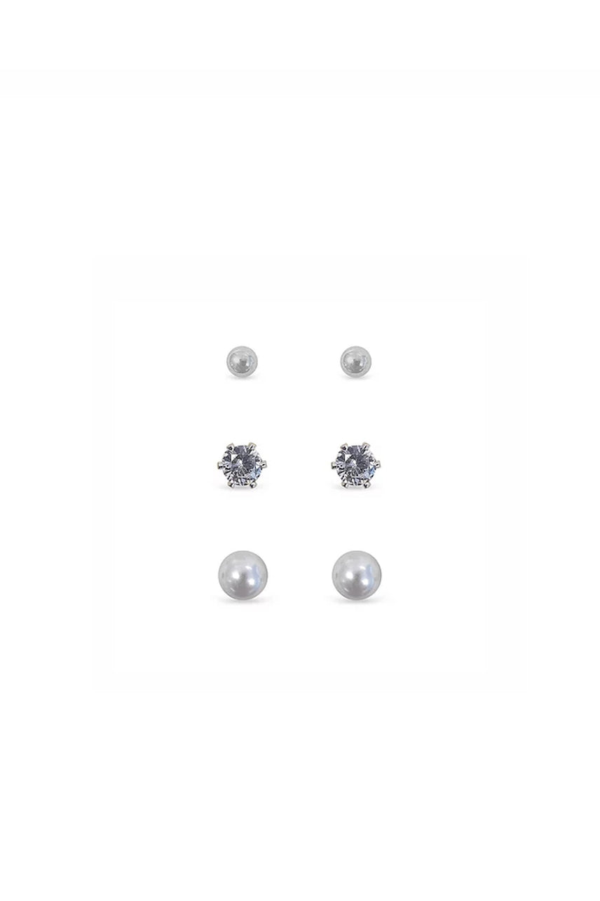 EarSense FC702 Large Silver Ball, Cubic Zirconia & Pearl Trio - Life Pharmacy St Lukes