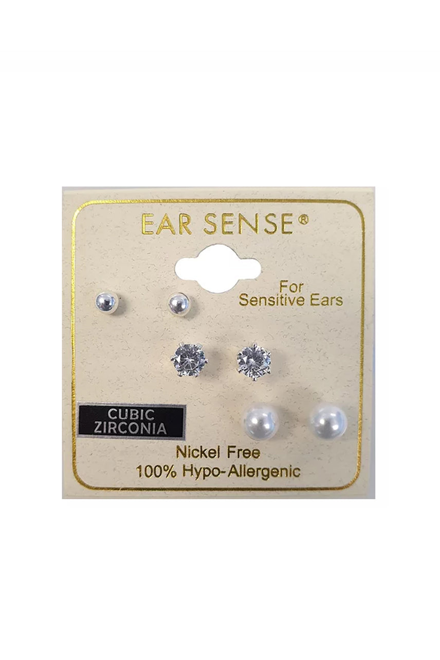 EarSense FC702 Large Silver Ball, Cubic Zirconia & Pearl Trio - Life Pharmacy St Lukes