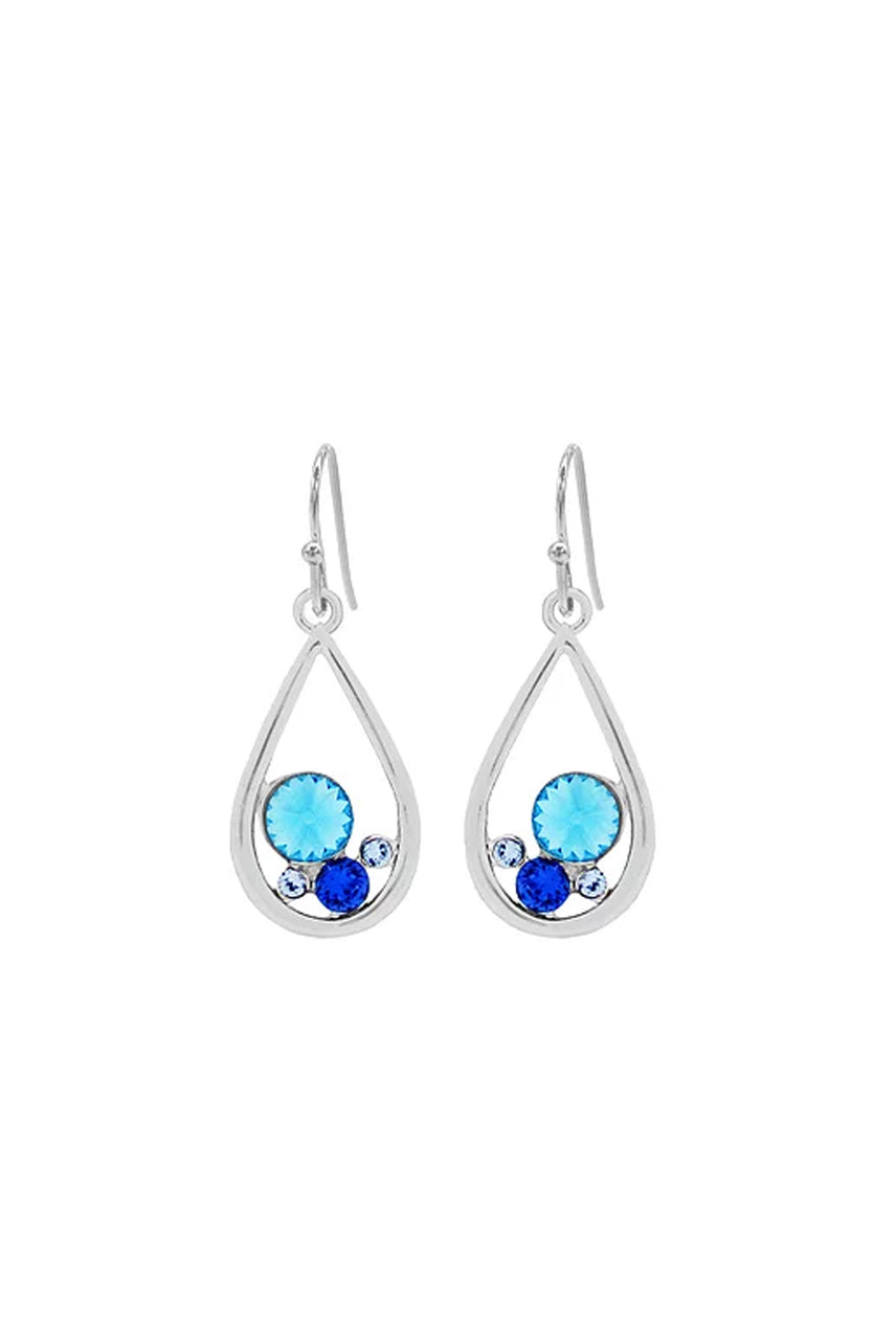 Earsense F366 20mm Silver Swarovski Blue Multi Crystal Teardrops - Life Pharmacy St Lukes