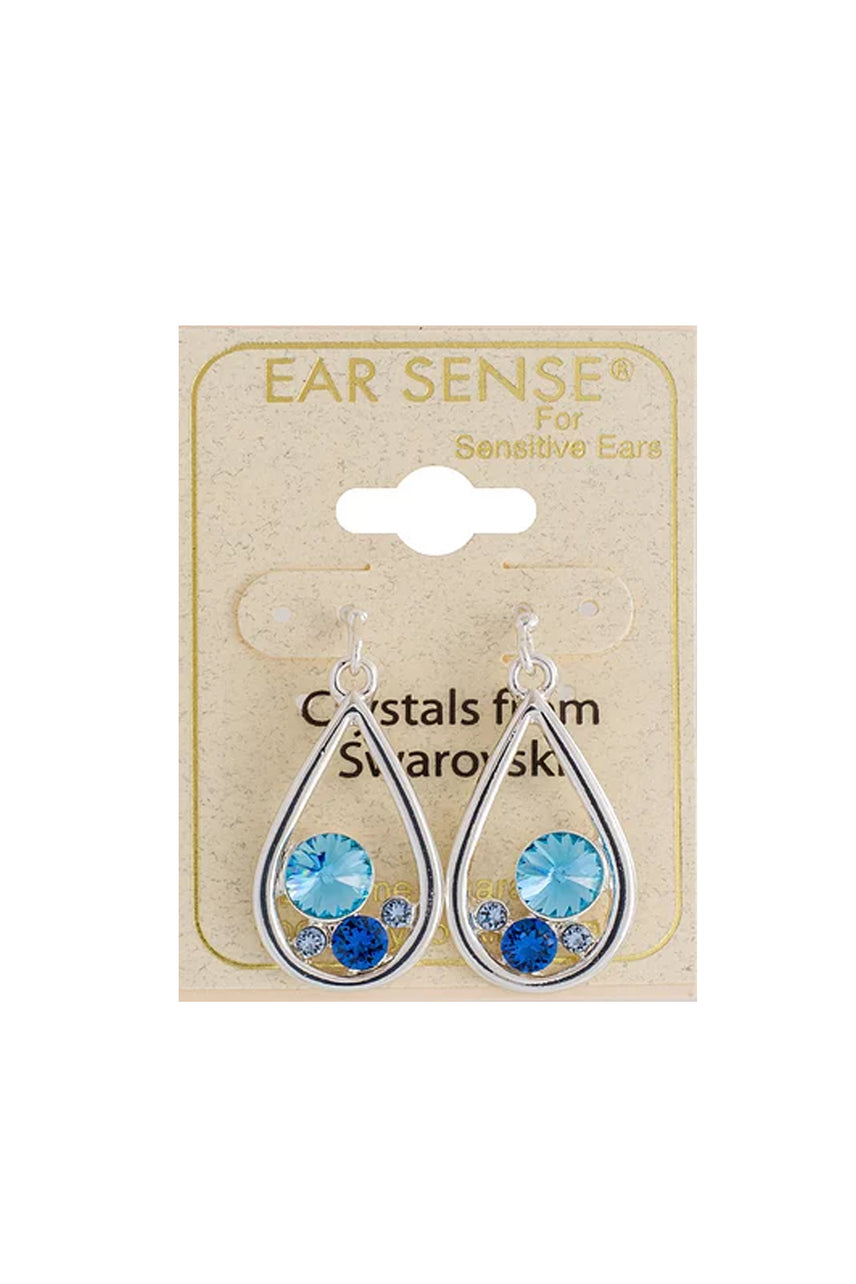 Earsense F366 20mm Silver Swarovski Blue Multi Crystal Teardrops - Life Pharmacy St Lukes