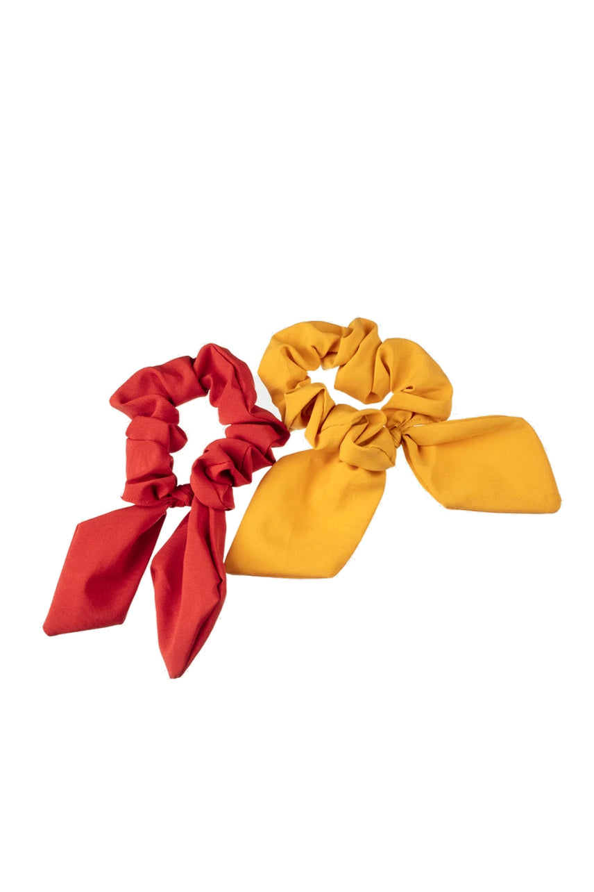 MITA HS4692CD Mustard & Ruby Red Satin Scrunchie Bows 2 Pack - Life Pharmacy St Lukes