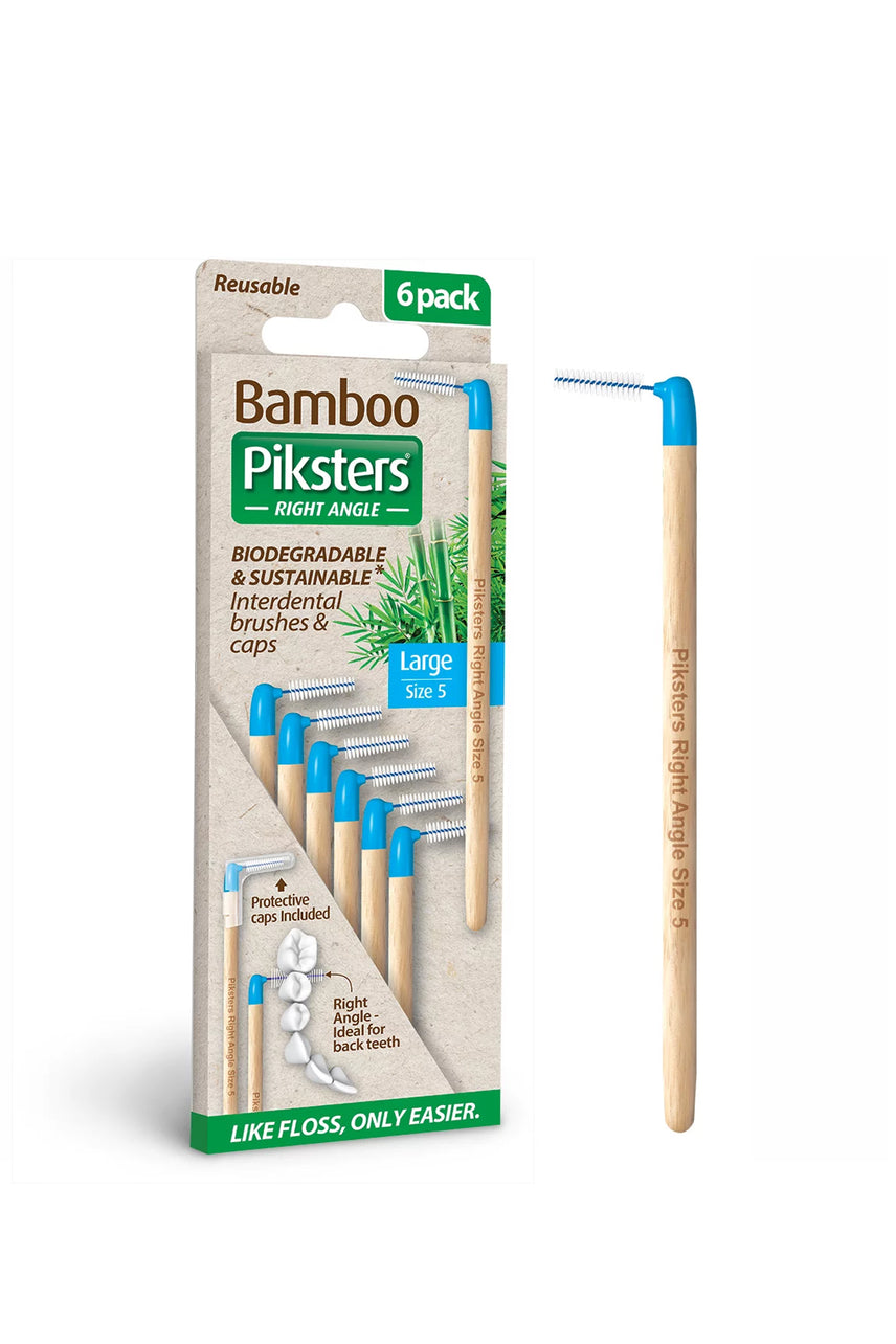 PIKSTERS Bamboo interdental Brush Right Angle Blue Size 5 - 6 Pack - Life Pharmacy St Lukes