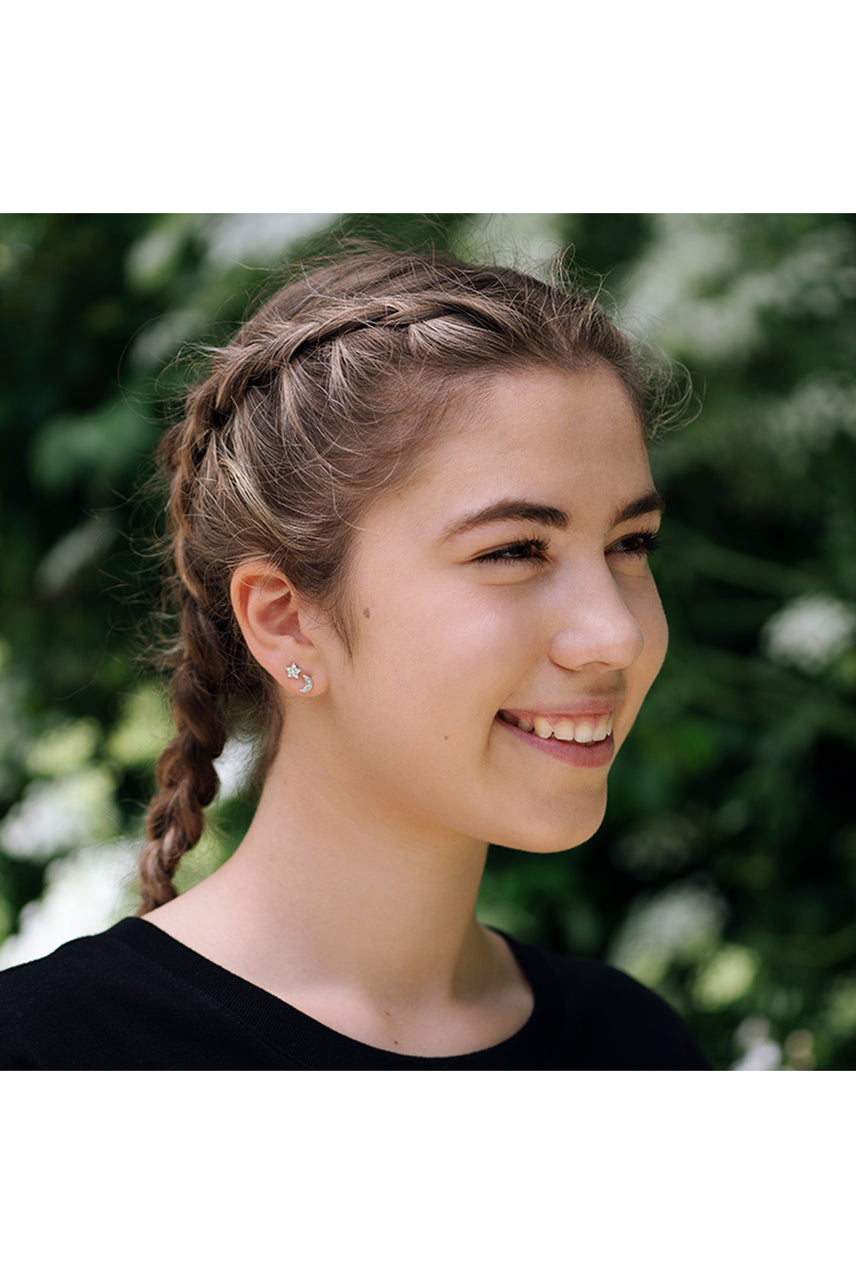 EURO 53431 Rhodium Pave Star + Moon Double Studs - Life Pharmacy St Lukes