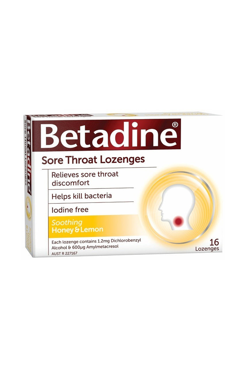 BETADINE Sore Throat Lozenges Honey & Lemon 16 - Life Pharmacy St Lukes