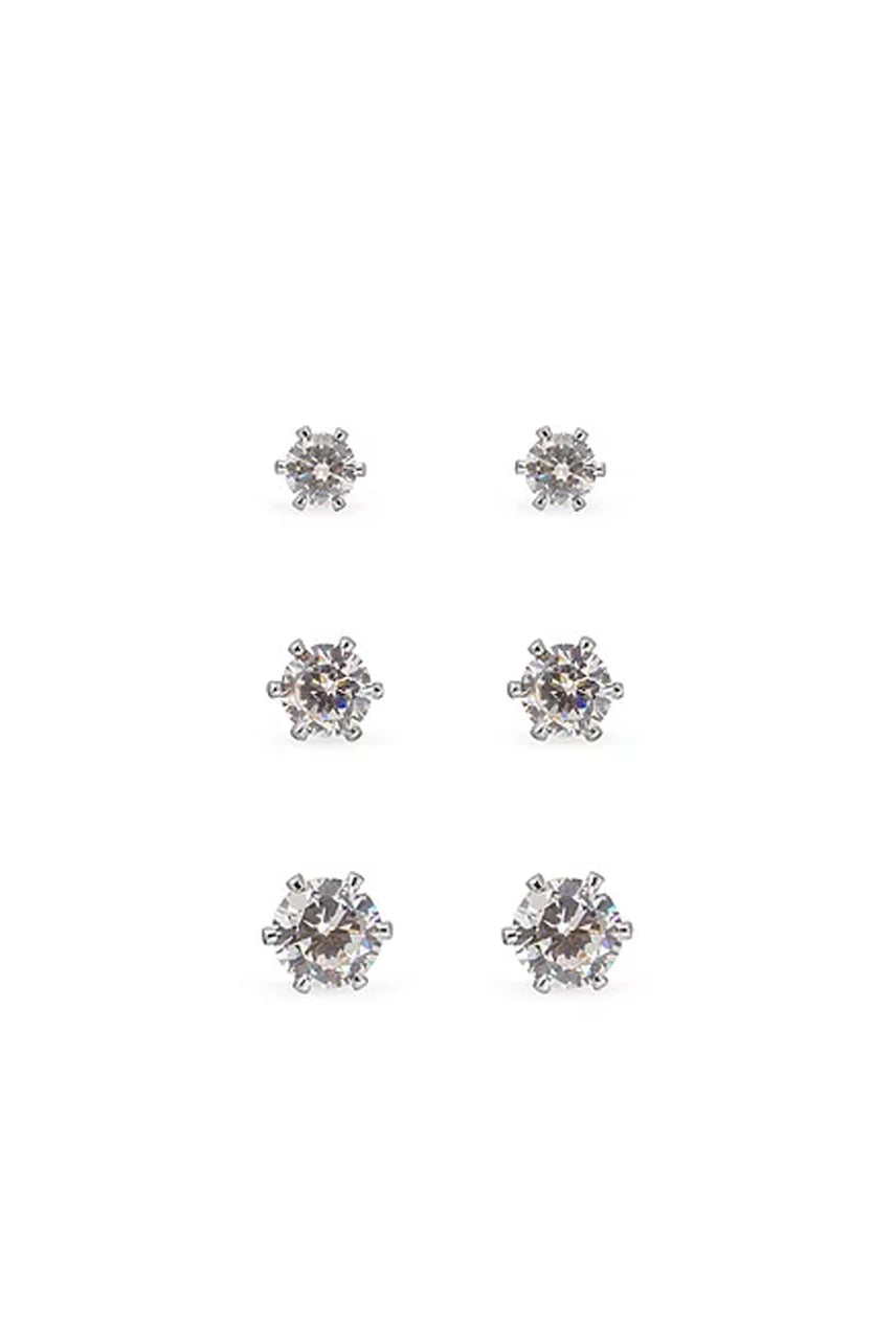 EarSense FA632S Silver Cubic Zirconia Trio 4,5,6mm Studs - Life Pharmacy St Lukes