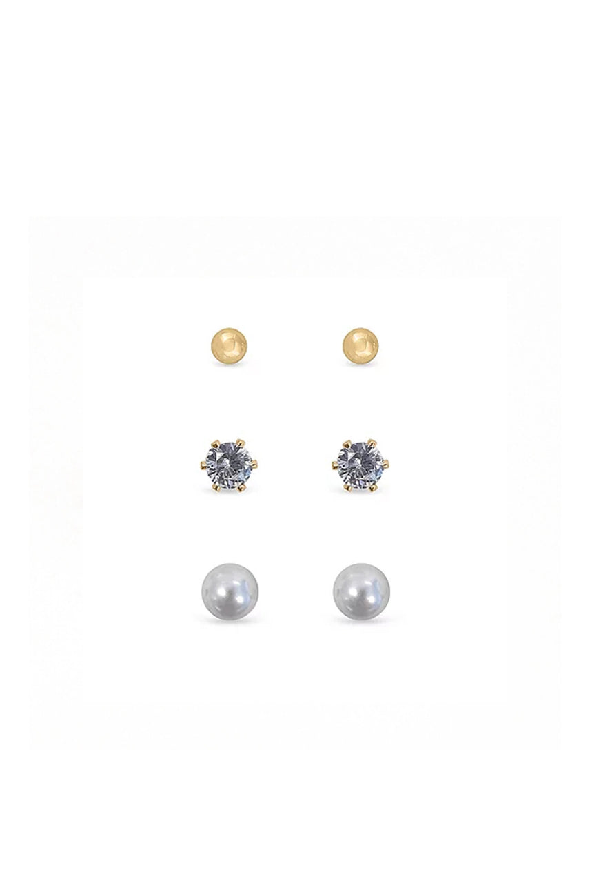 EarSense FC705 Large Gold Ball, Cubic Zirconia and Pearl Trio - Life Pharmacy St Lukes