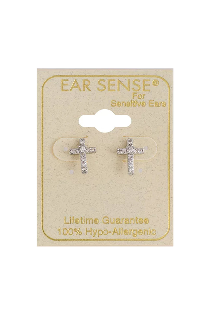Earsense CH236 Silver Crystal Cross Stud - Life Pharmacy St Lukes