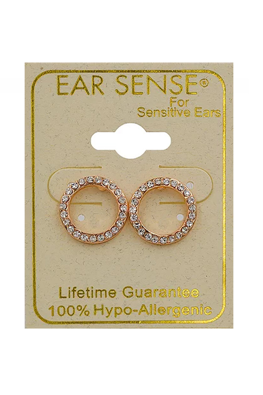 EarSense CH251 Rose Gold Crystal Circle Stud Earrings - Life Pharmacy St Lukes