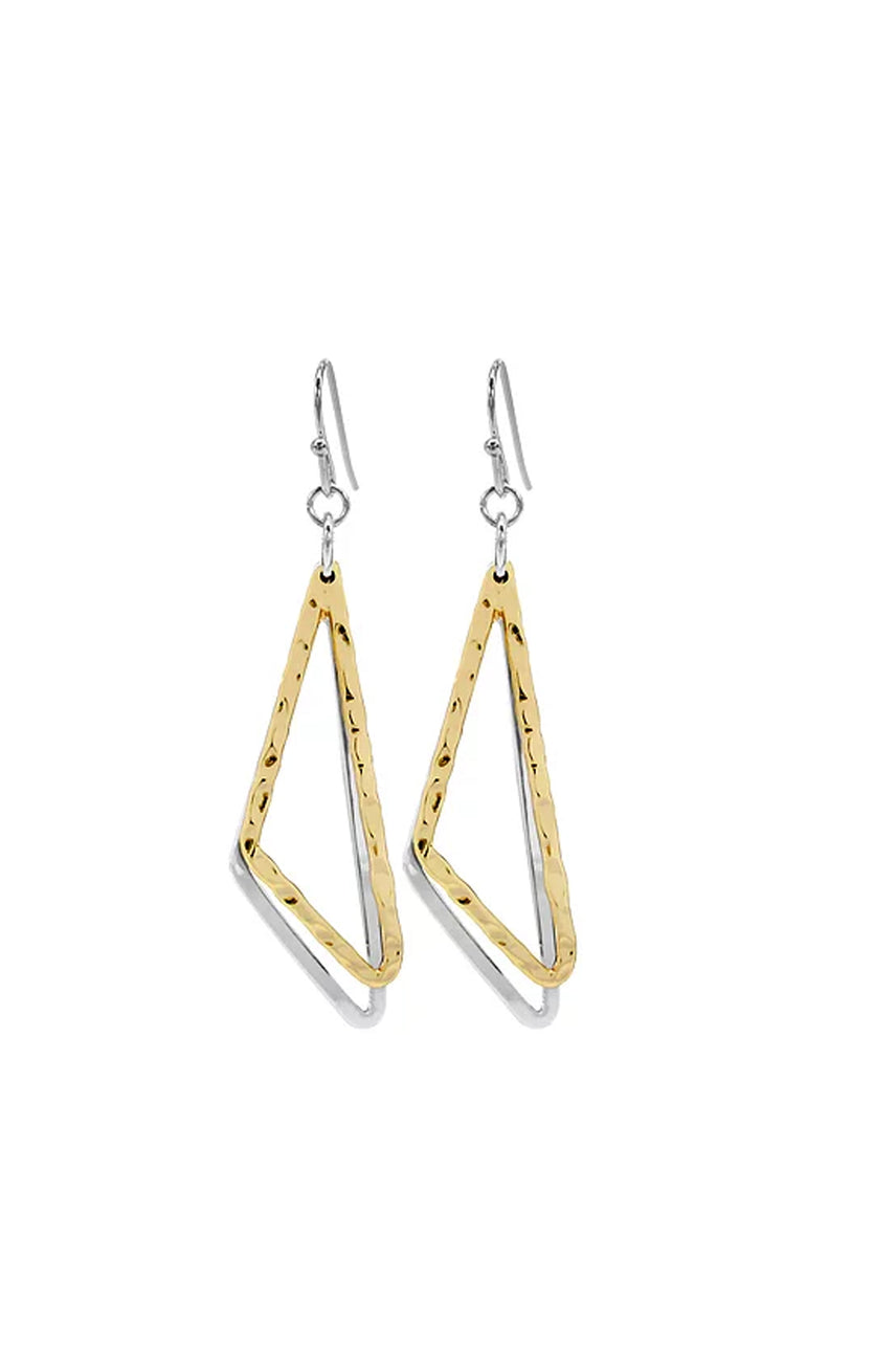 Earsense F388 Gold & Silver Triangle Drop French Hook Earrings - Life Pharmacy St Lukes