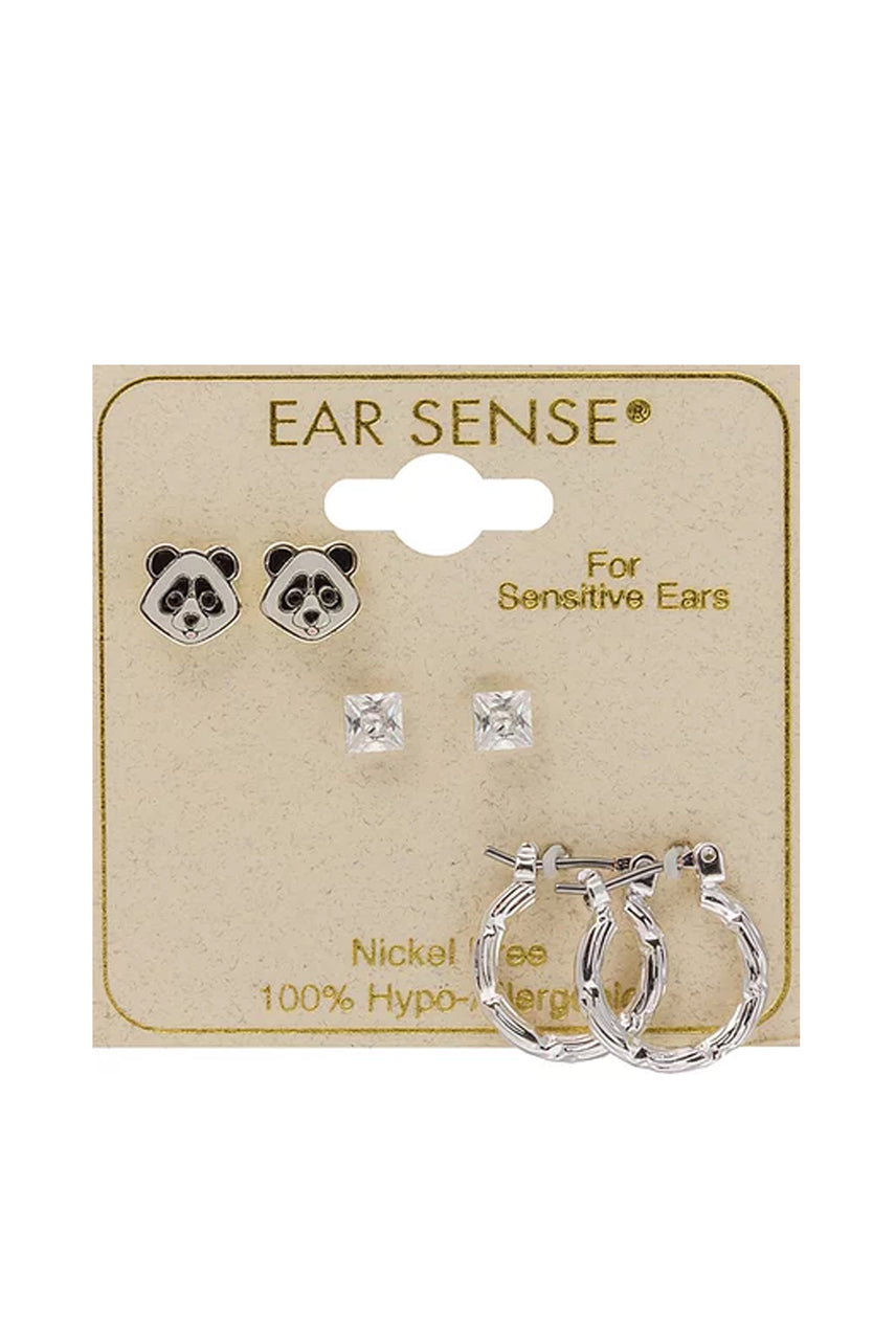 Earsense FT-332 Panda, Silver Ball Stud and Silver Hoop Trio - Life Pharmacy St Lukes