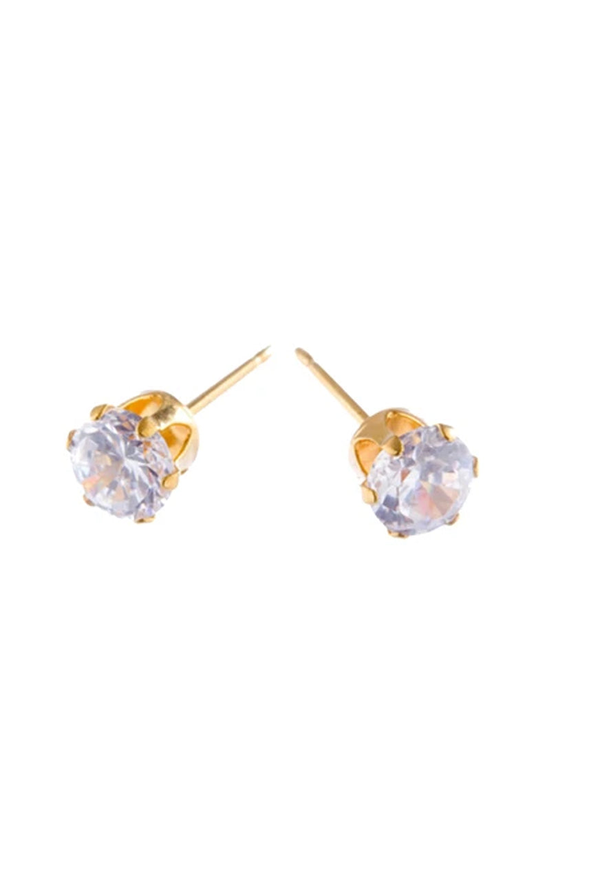 EURO 56040 7mm Cubic Zirconia Gold Studs - Life Pharmacy St Lukes