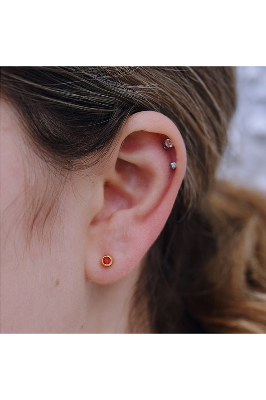 EURO 51270 Red Ruby Crystal July Birthstone Gold Studs - Life Pharmacy St Lukes