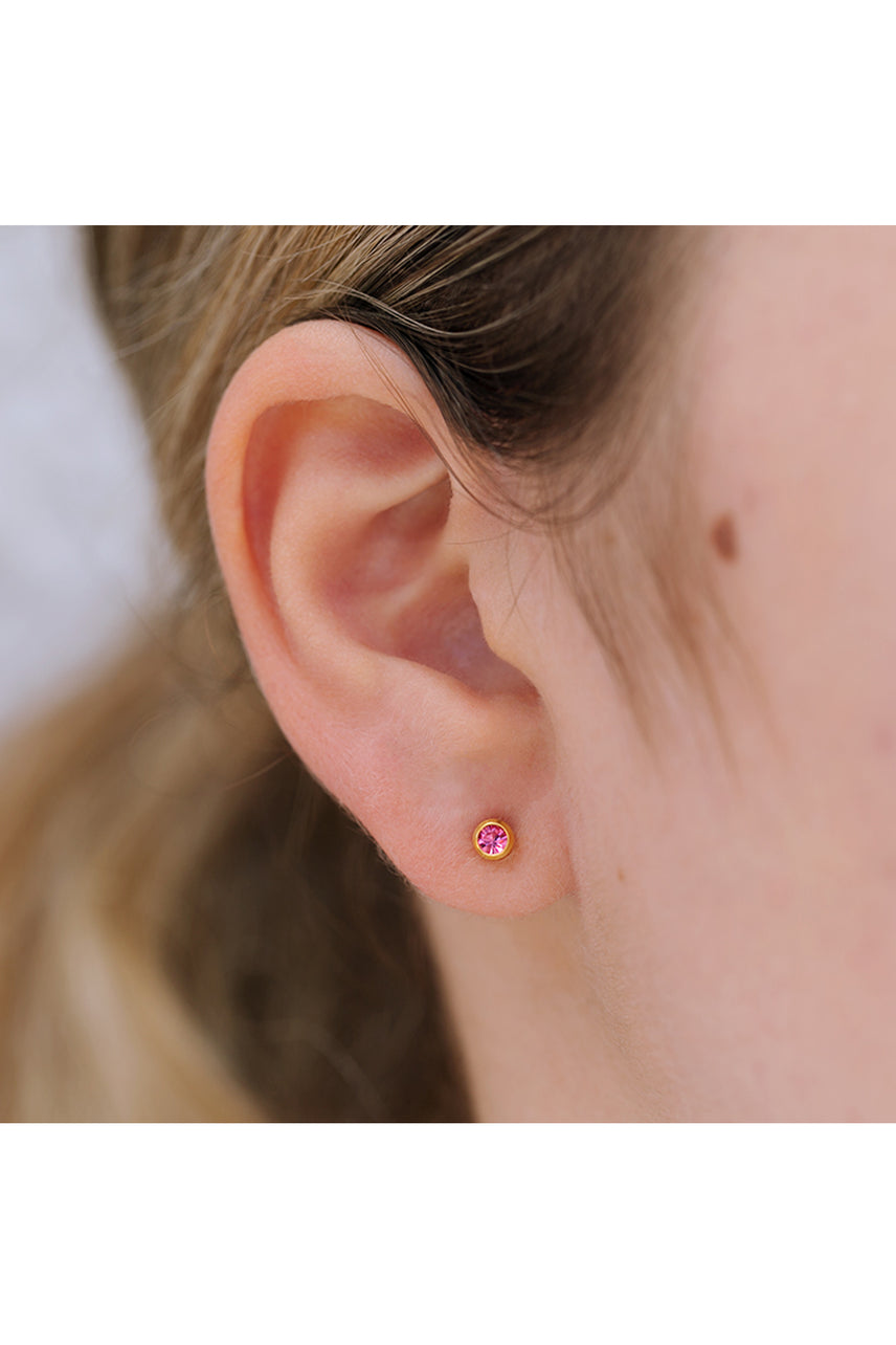 EURO 51300 Pink Rose Quartz Crystal October Birthstone 4mm Gold Studs - Life Pharmacy St Lukes