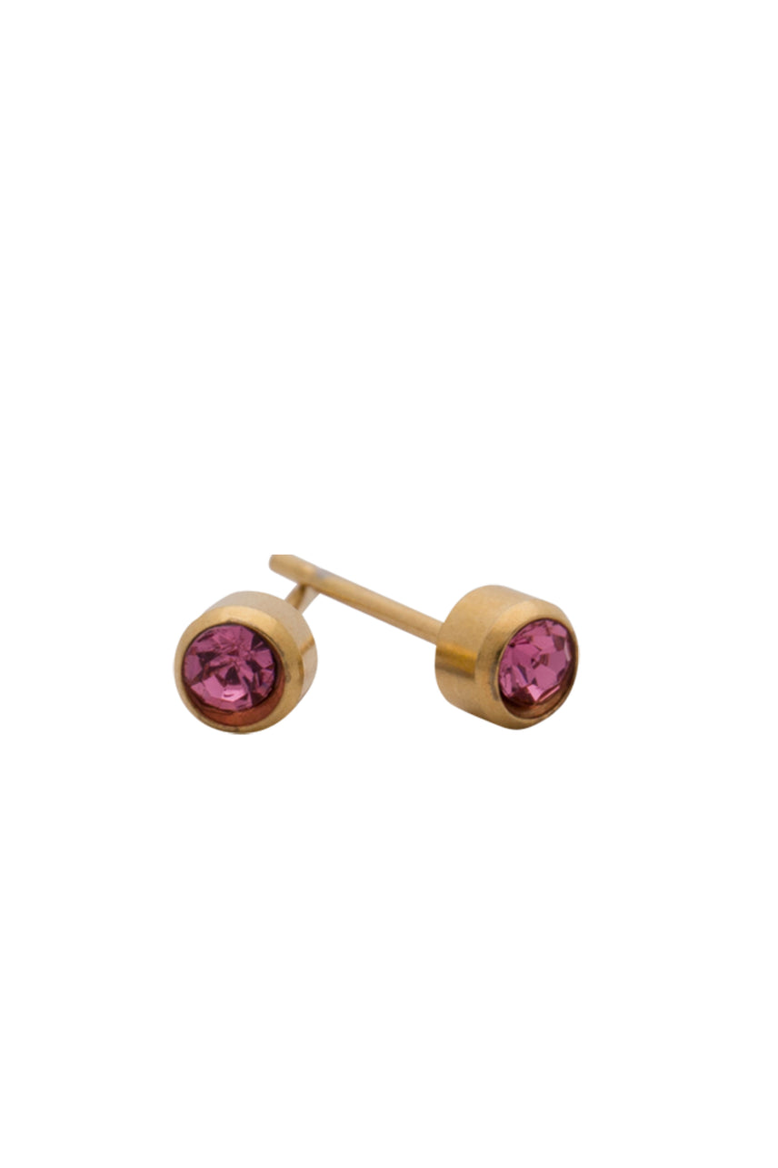 EURO 51300 Pink Rose Quartz Crystal October Birthstone 4mm Gold Studs - Life Pharmacy St Lukes