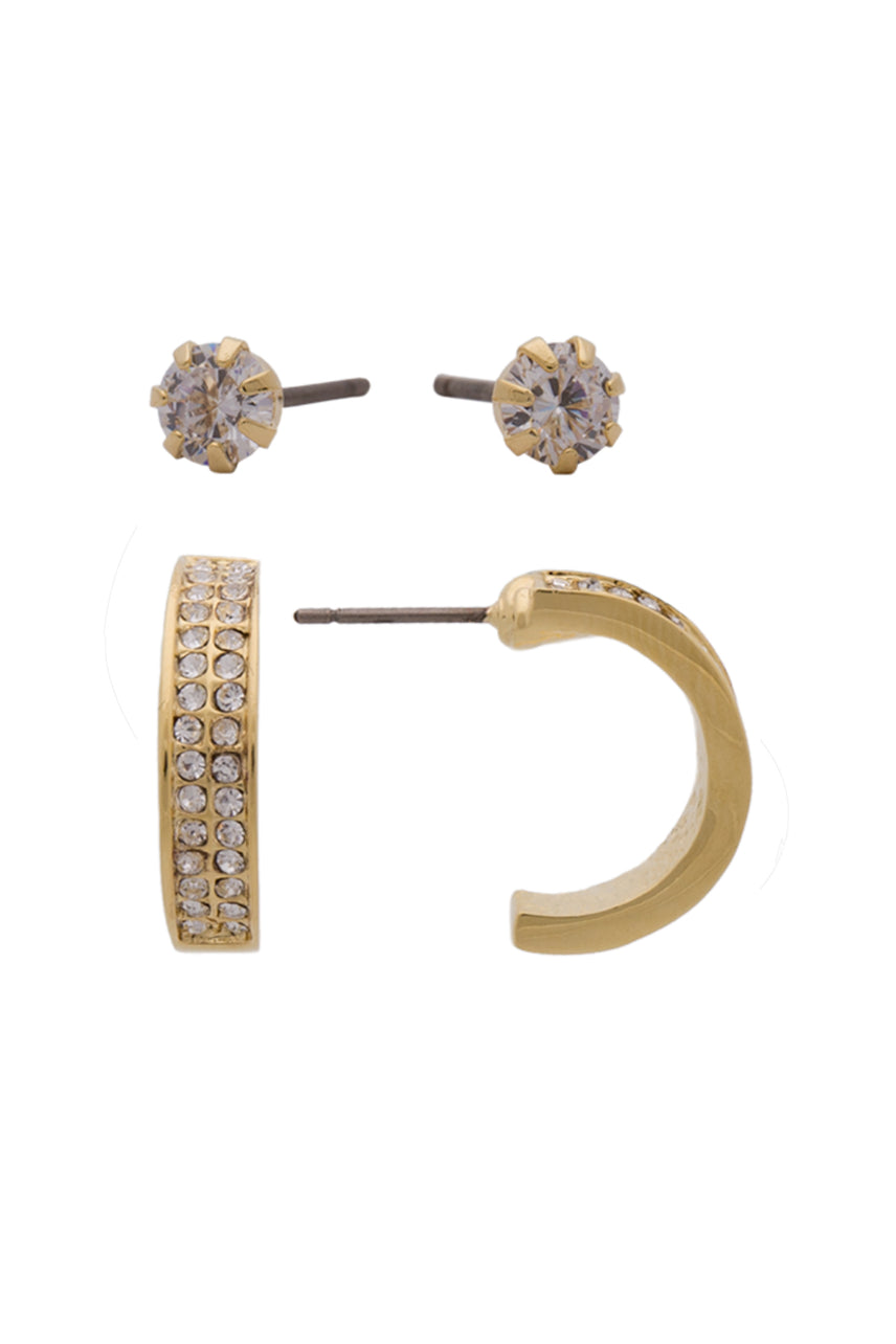 EURO 58770 Gold Cubic Zirconia + Hoop Set - Life Pharmacy St Lukes