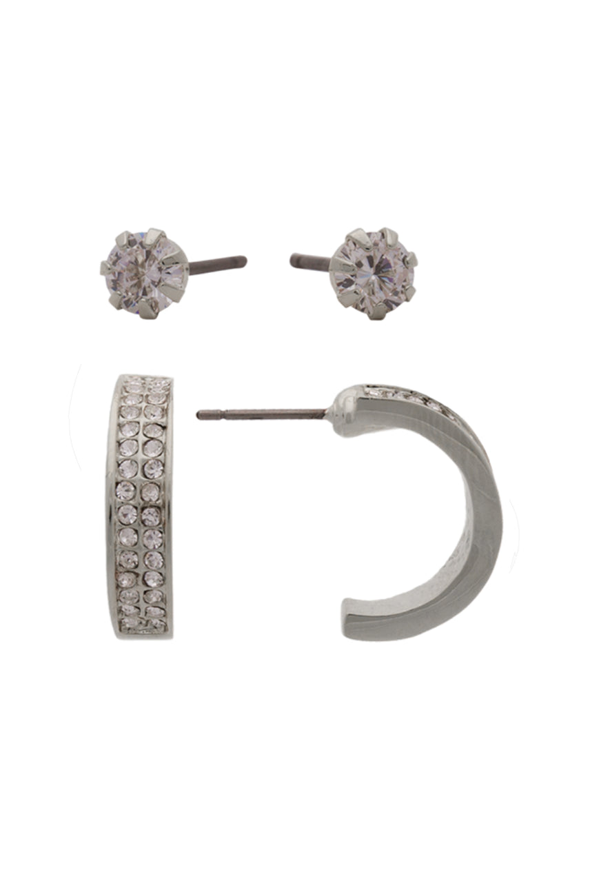 EURO 58771 Rhodium Cubic Zirconia + Hoop Set - Life Pharmacy St Lukes