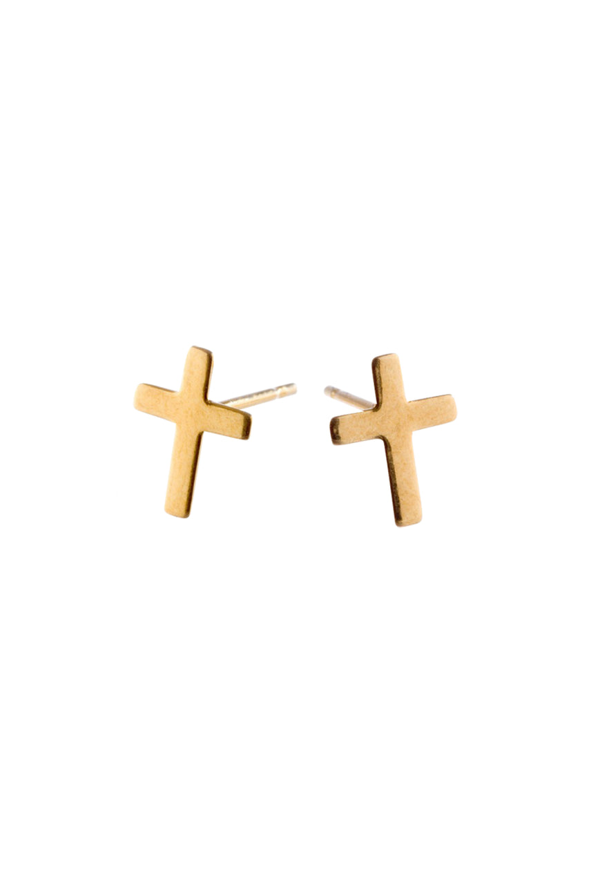 EURO 52070 Gold Cross Studs - Life Pharmacy St Lukes