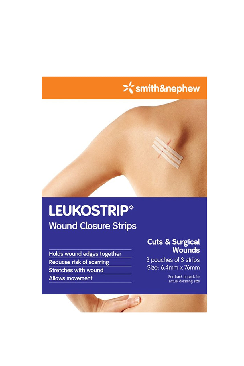 SMITH & NEPHEW LEUKOSTRIP Wound Closure Strips 6.4x76mm 3 Pack - Life Pharmacy St Lukes