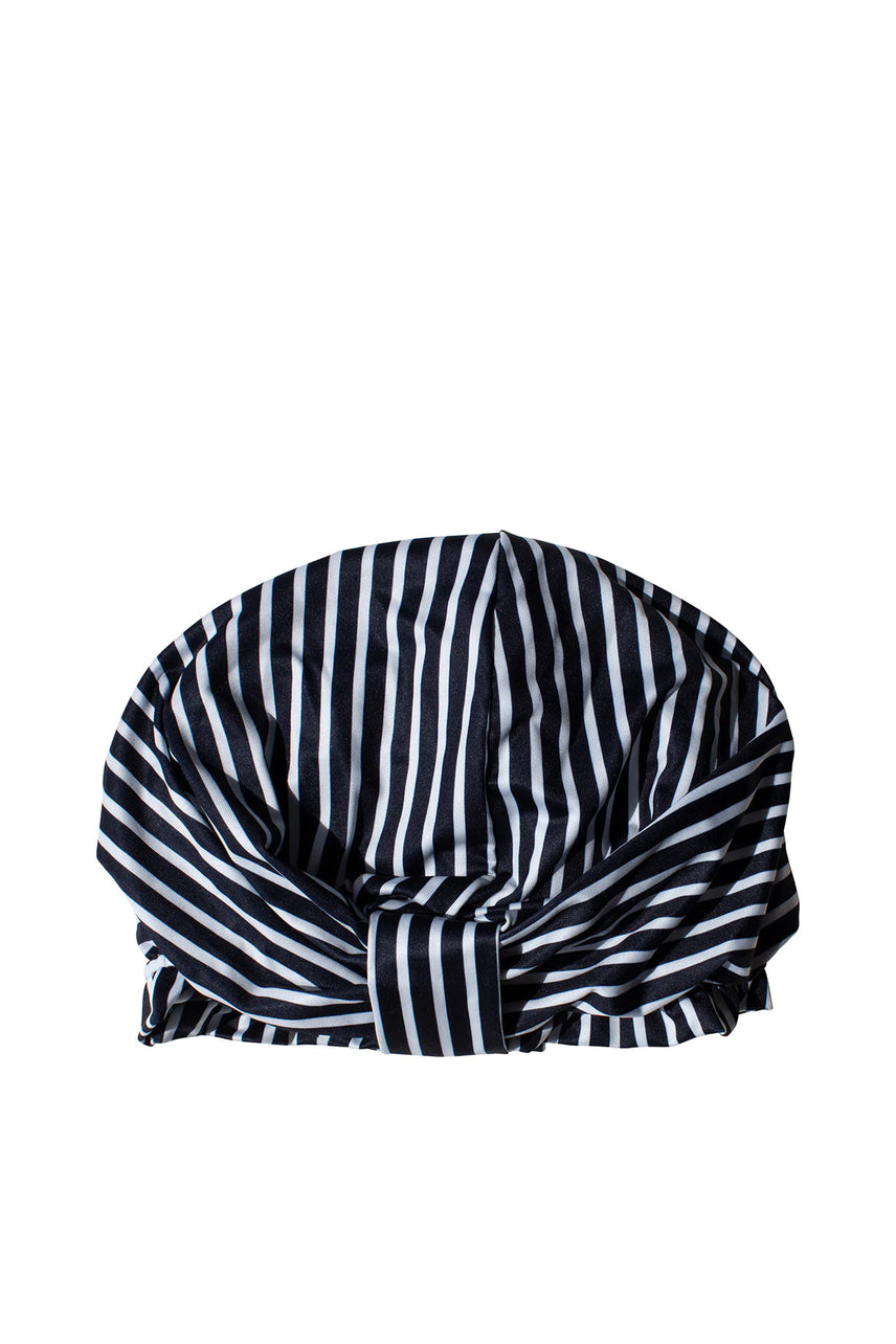 SIMPLY ESSENTIAL 21-1304BWS Turban Shower Cap Black and White - Life Pharmacy St Lukes