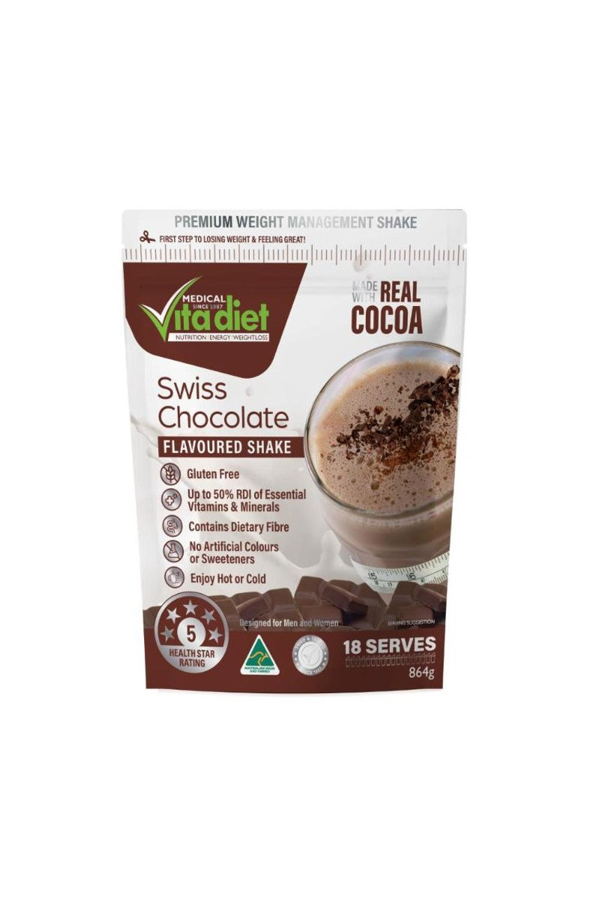 Vita Diet Swiss Chocolate Pouch (18 Serves) 864g - Life Pharmacy St Lukes