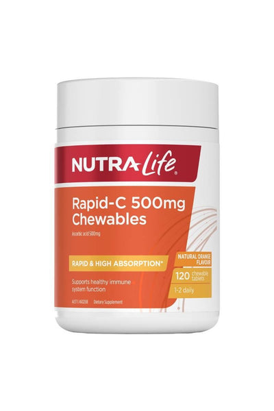 NutraLife Rapid-C 500mg 120 Chewable Tablets - Life Pharmacy St Lukes