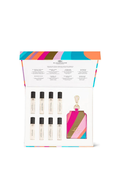 GLASSHOUSE FRAGRANCES EDP Library (8x 5ml) + Travel Case Keyring 40ml - Life Pharmacy St Lukes