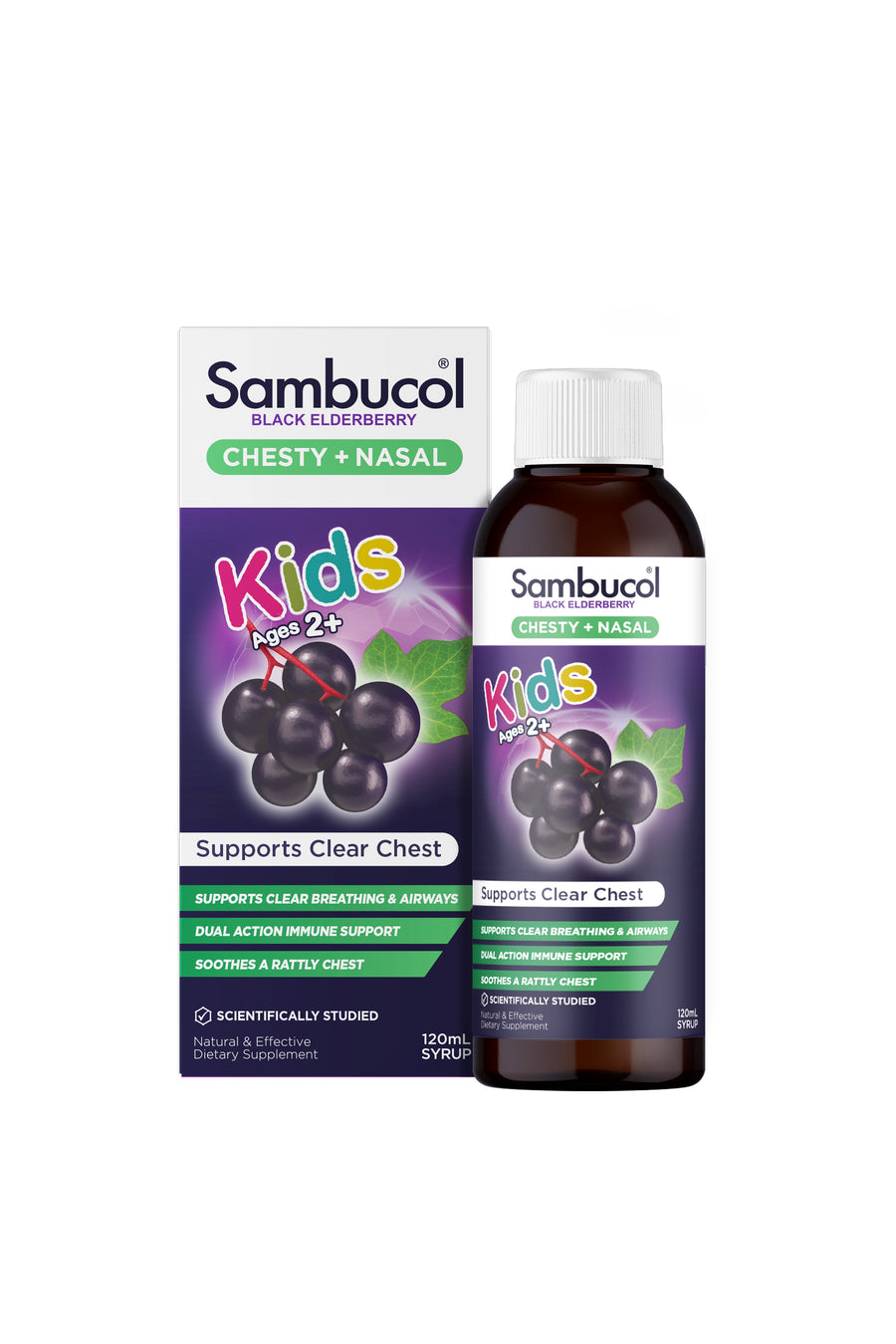 SAMBUCOL Black Elderberry Chesty + Nasal Kids Syrup 120ml - Life Pharmacy St Lukes
