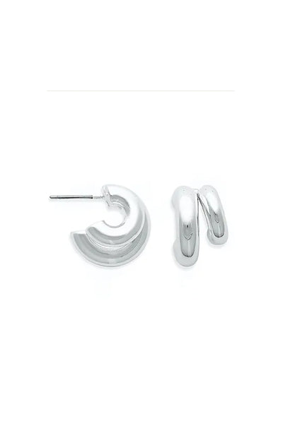 EarSense Silver Varied Double J Hoop Stud - Life Pharmacy St Lukes