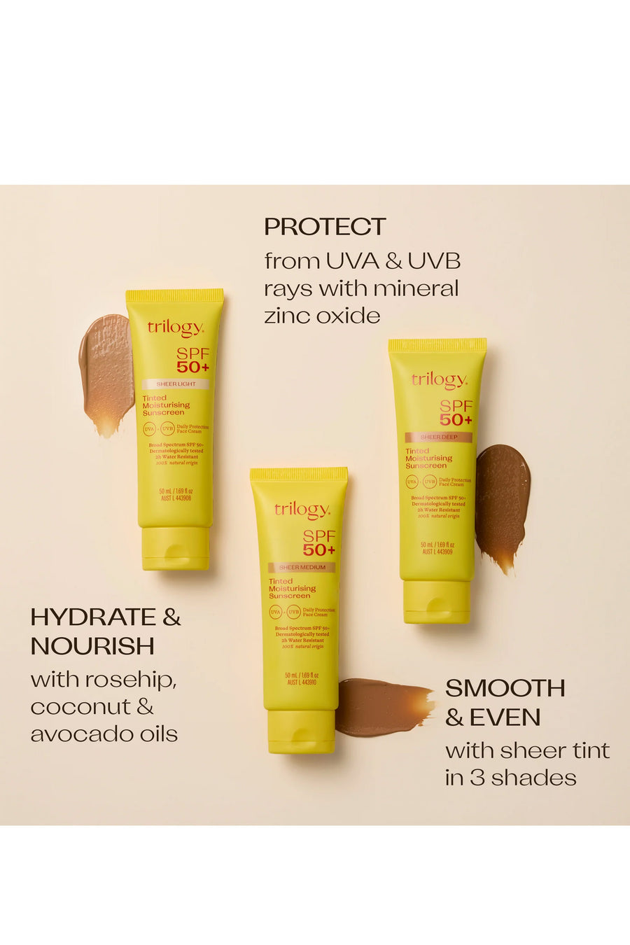TRILOGY SPF 50+ Sheer Tinted Moisturising Sunscreen Sheer Deep - Life Pharmacy St Lukes