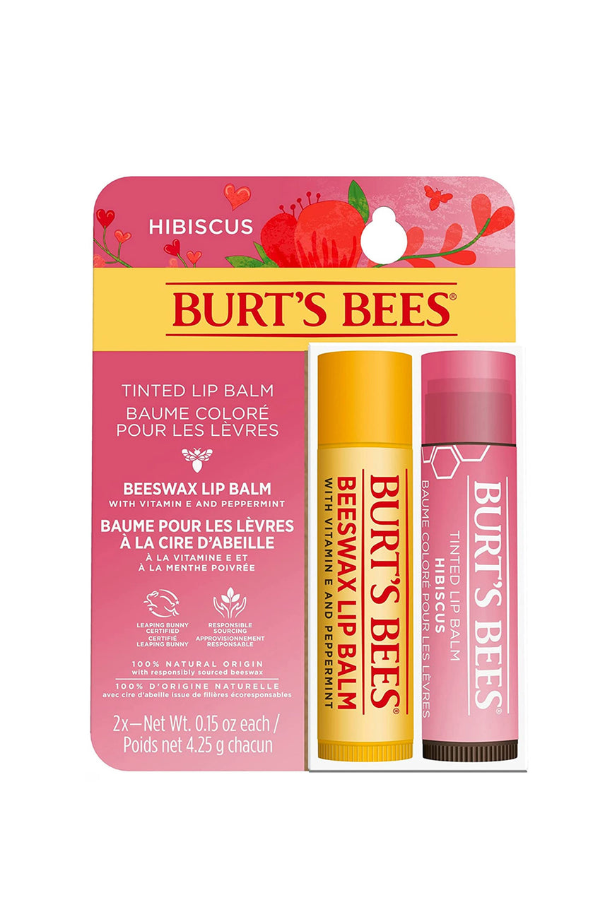 BURTS Bees Original Beeswax Lip Balm and Hibiscus Tinted Lip Balm Duo - Life Pharmacy St Lukes