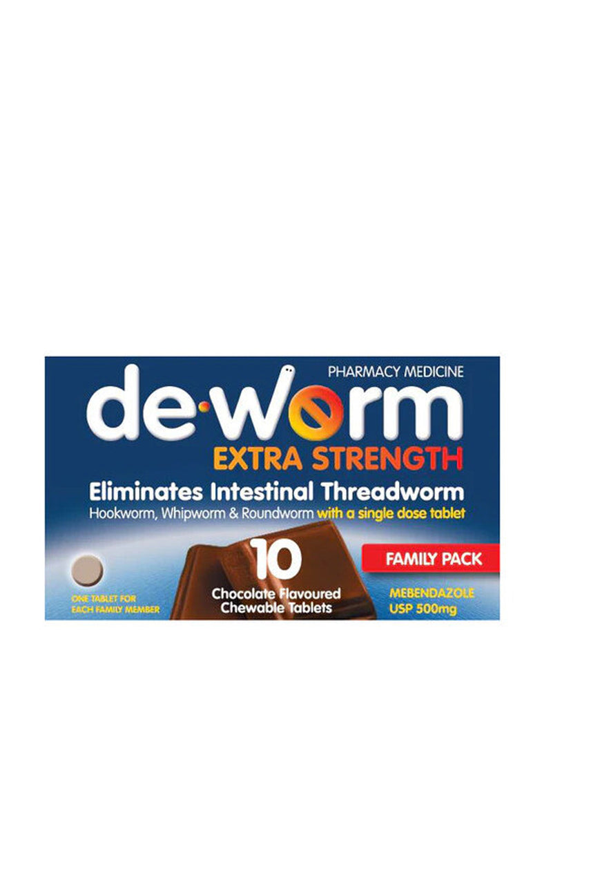 DE-WORM Extra Strength 500mg Chocolate 10 Tablets - Life Pharmacy St Lukes