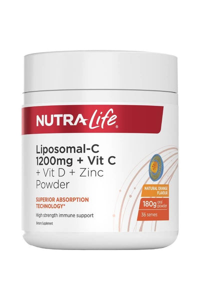 NutraLife Liposomal C 1,200mg Vitamin C With Vit D & Zinc Powder 180g - Life Pharmacy St Lukes
