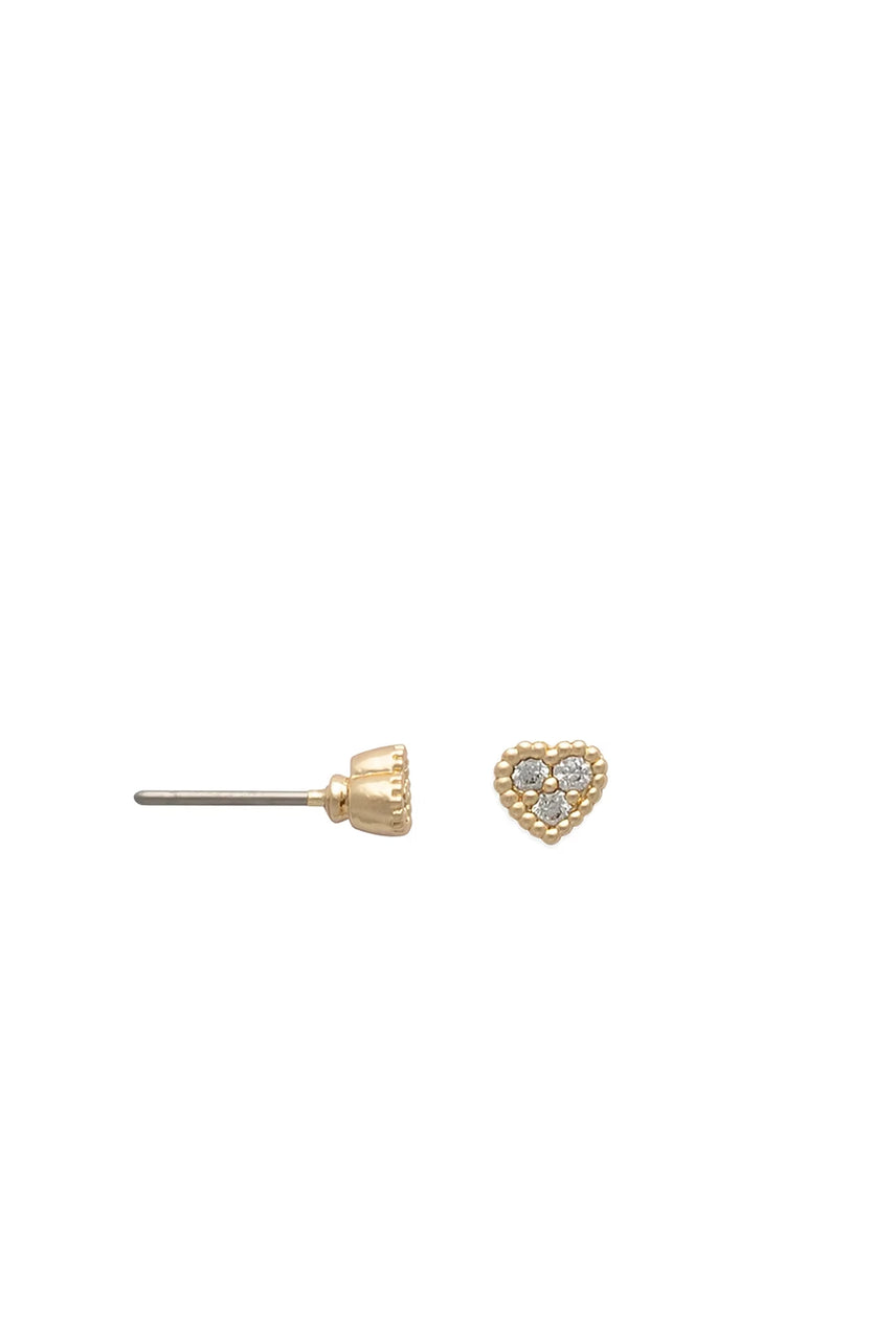 EarSense Crystal Heart Stud Gold