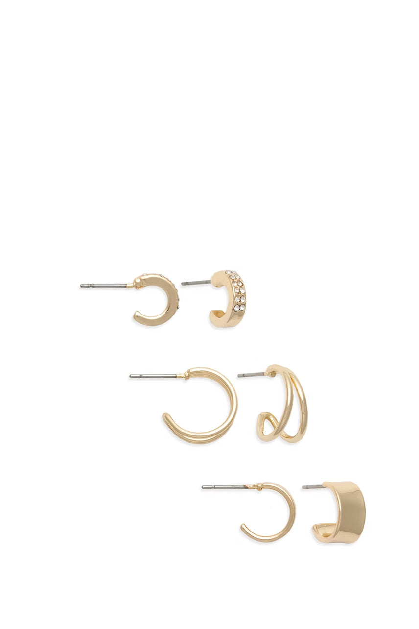 EarSense Gold Crystal/Wide/Double Hoop Trio
