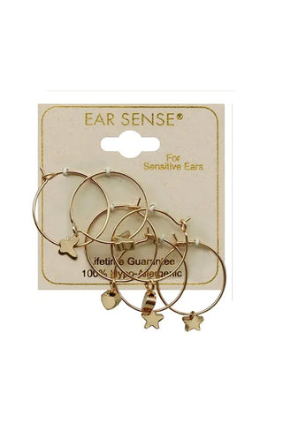 EarSense Gold Hoops With Charms Trio - Life Pharmacy St Lukes