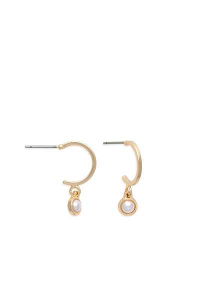 EarSense Hoop Pearl Ins Drop Gold